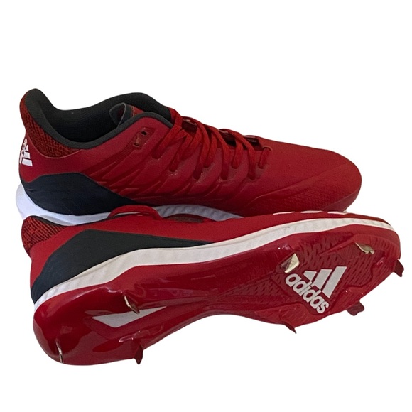 Addias Baseball Metal Cleats Mens Shoes Red and White with Black Trim US 12 1/2 - Picture 2 of 12